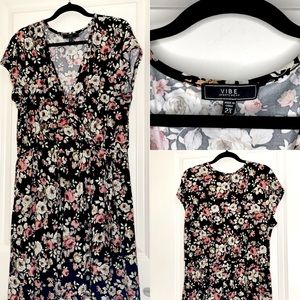 Vibe- Soft Front Tie Floral Dress!